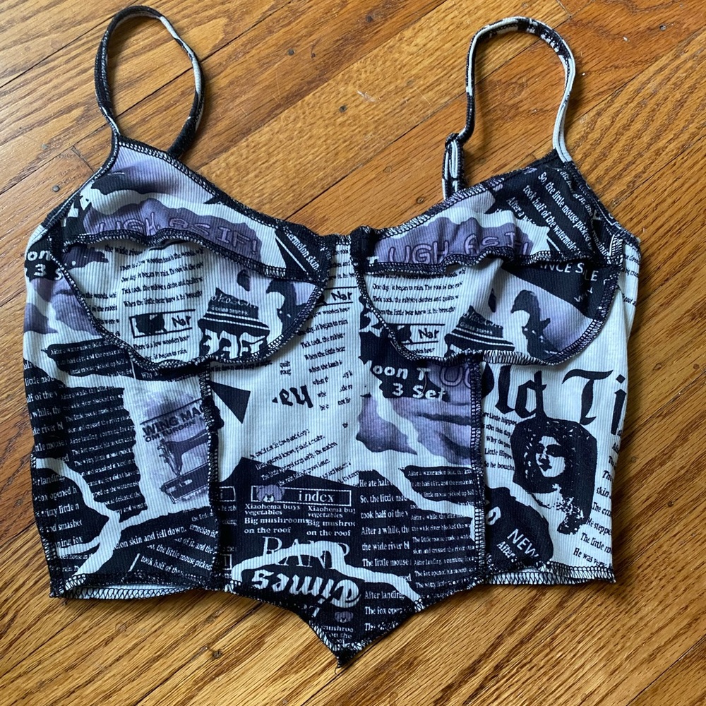 Y2k aesthetic newspaper top
